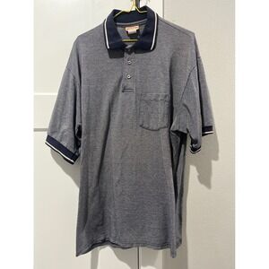 RED KAD Mens XL Polo Shirt Short Sleeve Navy Blue Heathered Pocket Casual